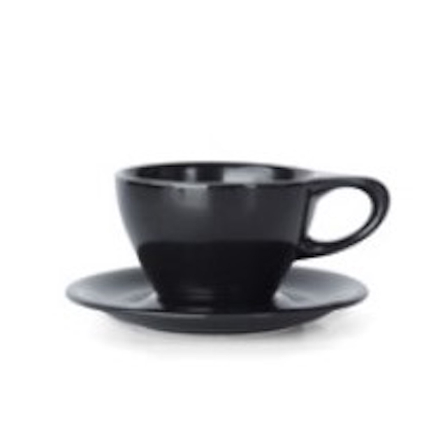 notNeutral LN Latte Cup&Saucer Black<br>
(ﾗﾃ用ｶｯﾌﾟ&ｿｰｻｰ) 8oz 6set